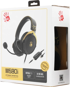 Наушники с микрофоном A4Tech Bloody M590i желтый/серый 1м мониторные USB оголовье (M590I SPORTS LIME) - купить недорого с доставкой в интернет-магазине