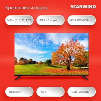 Телевизор LED Starwind 50" SW-LED50UG403 Яндекс.ТВ Frameless черный 4K Ultra HD 60Hz DVB-T DVB-T2 DVB-C DVB-S DVB-S2 USB WiFi Smart TV - купить недорого с доставкой в интернет-магазине
