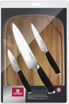 Набор ножей кухон. Rondell Stolz RD-1773 компл.:4предм. разд.дос. черный блистер - купить недорого с доставкой в интернет-магазине