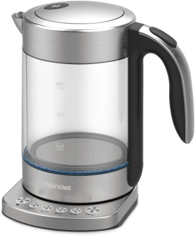 Чайник электрический Rondell RDE-WK888 1.5л. 2200Вт серебристый/прозрачный корпус: стекло - купить недорого с доставкой в интернет-магазине