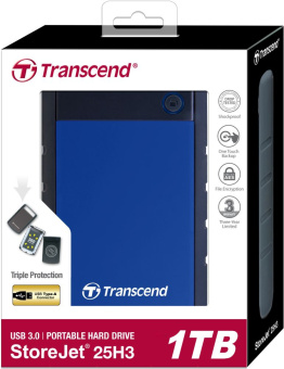 Жесткий диск Transcend USB3.0 1TB TS1TSJ25H3B StoreJet 25H3 (5400rpm) 2.5" синий - цена, купить или заказать с доставкой в интернет-магазине Жесткий диск Transcend USB3.0 1TB TS1TSJ25H3B StoreJet 25H3 (5400rpm) 2.5" синий - купить недорого с доставкой в интернет-магазине