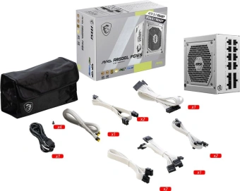 Блок питания MSI ATX 850W MAG A850GL WH PCIE5 80+ gold (20+4pin) APFC 120mm fan 8xSATA Cab Manag RTL - купить недорого с доставкой в интернет-магазине