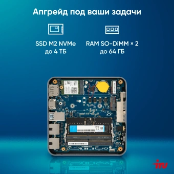 Неттоп IRU Tactio 515 i5 12450H (2) 16Gb SSD512Gb Iris Xe Windows 11 Pro 64 2xGbitEth WiFi BT 100W серый (RUS) (2195518) - купить недорого с доставкой в интернет-магазине