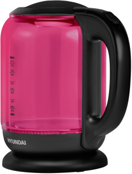 Чайник электрический Hyundai HYK-G4808 1.7л. 2200Вт малиновый/черный корпус: стекло - купить недорого с доставкой в интернет-магазине