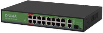 Коммутатор Digma DSP216F-1G-1C-R300 (L2) 16x100Мбит/с 1x1Гбит/с 1xКомбо(1000BASE-T/SFP) 16PoE 16PoE+ 2PoE++ 300W неуправляемый - купить недорого с доставкой в интернет-магазине
