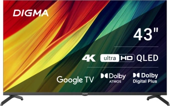 Телевизор QLED Digma 43" DM-LED43UQB31 Google TV Frameless Metal черный/черный 4K Ultra HD 60Hz MEMC DVB-T DVB-T2 DVB-C DVB-S DVB-S2 USB WiFi Smart TV - купить недорого с доставкой в интернет-магазине