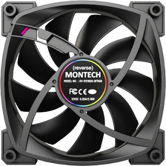 Вентилятор для корпуса Montech RX120 Reverse ARGB 120х120x25 черный 4-pin 27дБ (RX120 PWM BLACK) Ret - купить недорого с доставкой в интернет-магазине
