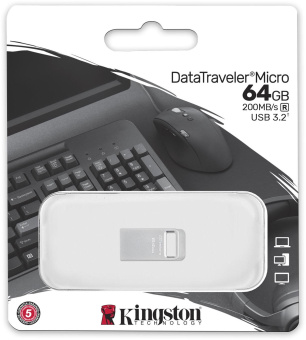 Флеш Диск Kingston 64GB DataTraveler Micro DTMC3G2/64GB USB3.0 серебристый - купить недорого с доставкой в интернет-магазине