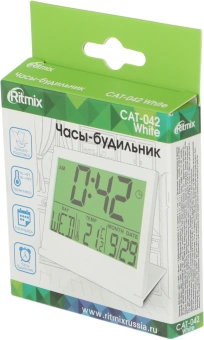 Будильник Ritmix CAT-042 белый LCD подсв:белая часы:цифровые без радио - купить недорого с доставкой в интернет-магазине