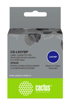 Картридж ленточный Cactus CS-LK5YBP LK-5YBP черный на желтом 18x9 для Epson LW400/LW700/LW600P/LW1000P/K400/Z700/Z900 - купить недорого с доставкой в интернет-магазине
