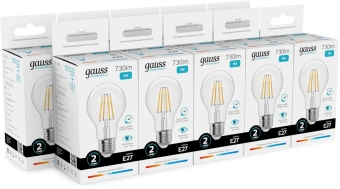 Лампа филам. Gauss Filament 9Вт цок.:E27 груша 220B св.свеч.бел.нейт. (упак.:10шт) (22229) - купить недорого с доставкой в интернет-магазине