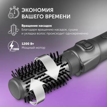 Фен-щетка Polaris PHSB 1100Ri 1200Вт графитовый - купить недорого с доставкой в интернет-магазине