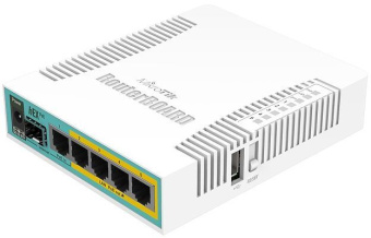 Роутер MikroTik hEX PoE (RB960PGS) 10/100/1000BASE-TX/SFP белый - купить недорого с доставкой в интернет-магазине