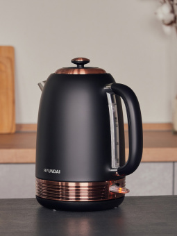 Чайник электрический Hyundai HYK-S4501 1.7л. 2200Вт черный/бронзовый корпус: металл/пластик - купить недорого с доставкой в интернет-магазине