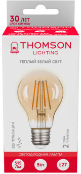 Лампа филам. Thomson Filament TH-B2109 5Вт цок.:E27 груша 220B св.свеч.бел.теп. A60 (упак.:1шт) - купить недорого с доставкой в интернет-магазине