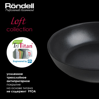 Сковорода Rondell Loft RDA-1145 круглая 28см покрытие: TriTitan ручка несъемная (без крышки) черный - купить недорого с доставкой в интернет-магазине
