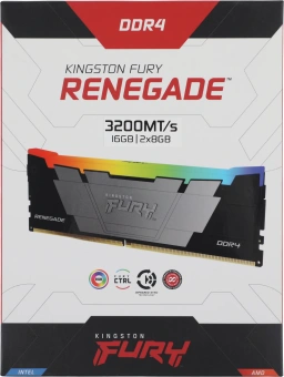 Память DDR4 2x8GB 3200MHz Kingston KF432C16RB2AK2/16 Fury Renegade RGB RTL Gaming PC4-25600 CL16 DIMM 288-pin 1.35В kit dual rank с радиатором Ret - купить недорого с доставкой в интернет-магазине
