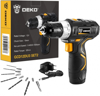 Дрель-шуруповерт Deko GCD12DU3 SET2 FU-Li-Ion аккум. патрон:быстрозажимной (063-4146) - купить недорого с доставкой в интернет-магазине