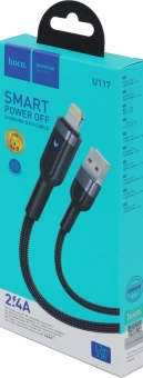 Кабель Hoco U117 IP(01481) USB (m)-Lightning (m) 1.2м черный - купить недорого с доставкой в интернет-магазине
