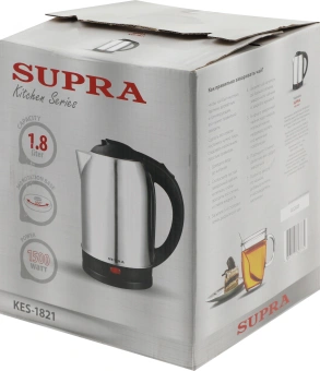 Чайник электрический Supra KES-1821 1.8л. 1500Вт серебристый/черный корпус: металл - купить недорого с доставкой в интернет-магазине