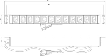 Блок распределения питания Hyperline SHE19-12IEC-2.5IEC гор.размещ. 12xC13 базовые 10A C14 2.5м - купить недорого с доставкой в интернет-магазине