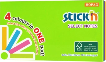 Блок самоклеящийся бумажный Stick`n Magic 21573 76x127мм 100лист. 70г/м2 неон 4цв.в упак. - купить недорого с доставкой в интернет-магазине
