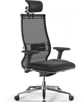 Кресло Метта Samurai SL-3 черный сиденье черный сетка с подголов. крестов. металл хром - купить недорого с доставкой в интернет-магазине