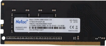 Память DDR4 8GB 2666MHz Netac NTBSD4P26SP-08 Basic RTL PC4-21300 CL19 DIMM 288-pin 1.2В single rank Ret - купить недорого с доставкой в интернет-магазине