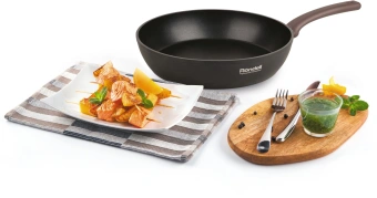 Сковорода Rondell Fest RDA-1338 круглая 24см покрытие: Xylan Plus ручка несъемная (без крышки) черный - купить недорого с доставкой в интернет-магазине