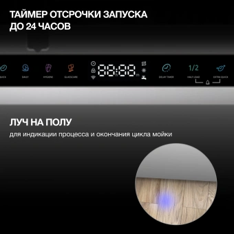 Посудомоечная машина встраив. Hyundai HBD 665 2100Вт полноразмерная нержавеющая сталь инвертер - купить недорого с доставкой в интернет-магазине