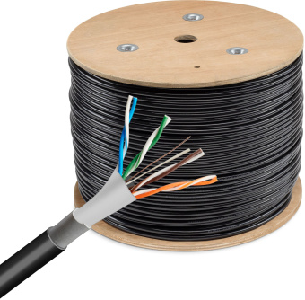 Кабель сетевой Buro BU-CCA-050-FTP-OUTDOOR FTP 4 пары solid 0.5мм CCA 305м черный outdoor (упак.:1шт) - купить недорого с доставкой в интернет-магазине