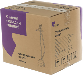 Отпариватель напольный Kitfort КТ-957 1500Вт белый/бирюзовый - купить недорого с доставкой в интернет-магазине