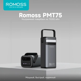 Мобильный аккумулятор Romoss PMT75 75000mAh QC3.0/PD3.0 280W 5A 2xUSB-A/2xUSB-C черный (1746779) - купить недорого с доставкой в интернет-магазине