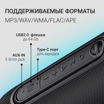 Колонка порт. Digma D-PS1524 черный 20W 2.0 BT 10м 2000mAh (PS1524B) - купить недорого с доставкой в интернет-магазине
