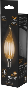 Лампа светодиодная Gauss Filament 9Вт цок.:E14 свеча 220B св.свеч.бел.теп. CF35 (упак.:10шт) (104801109) - купить недорого с доставкой в интернет-магазине