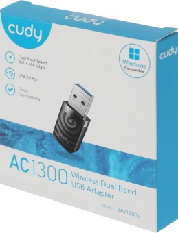 Сетевой адаптер Wi-Fi Cudy WU1300S AC1300 USB 3.0 (ант.внутр.) 1ант. - купить недорого с доставкой в интернет-магазине