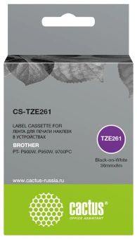 Картридж ленточный Cactus CS-TZE261 TZe-261 черный на белом 36x8 для Brother PT- P900W, P950W, 9700PC - купить недорого с доставкой в интернет-магазине