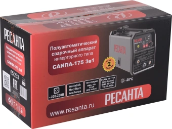 Сварочный полуавтомат Ресанта САИПА-175 инвертор MIG-MAG/ММА/TIG 5.5кВт - купить недорого с доставкой в интернет-магазине