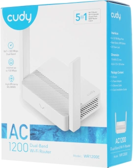 Роутер беспроводной Cudy WR1200E AC1200 10/100BASE-TX белый - купить недорого с доставкой в интернет-магазине