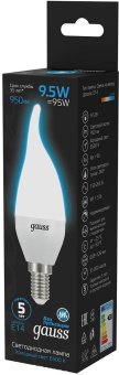 Лампа светодиодная Gauss 104101310 9.5Вт цок.:E14 свеча 220B св.свеч.бел.хол. (упак.:10шт) - купить недорого с доставкой в интернет-магазине