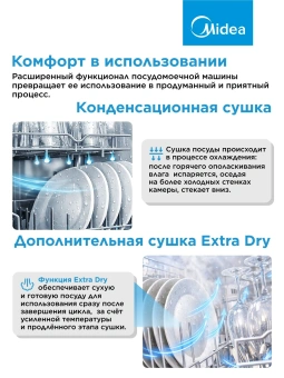 Посудомоечная машина Midea MCFD55S460Si серый (компактная) - купить недорого с доставкой в интернет-магазине