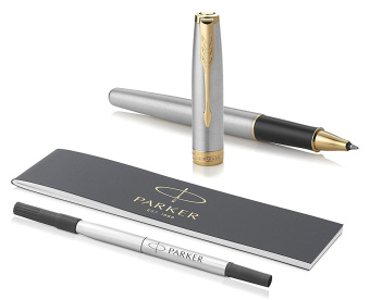 Ручка роллер Parker Sonnet Core T527 (CW1931506) Stainless Steel GT M черн. черн. подар.кор. сменный стержень 1стерж. кругл. 1цв. - купить недорого с доставкой в интернет-магазине