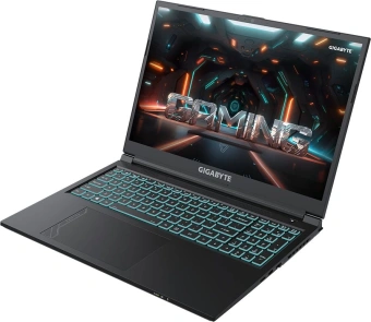 Ноутбук Gigabyte G6 Core i7 13620H 16Gb SSD512Gb NVIDIA GeForce RTX4050 6Gb 16" IPS FHD+ (1920x1200) FreeDOS black WiFi BT Cam (MF-H2KZ853KD) - купить недорого с доставкой в интернет-магазине