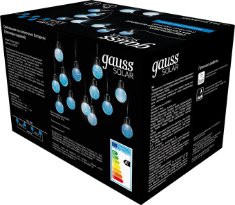 Гирлянда Gauss Solar GS033 нить шарики 10лам. дл.3.8м - купить недорого с доставкой в интернет-магазине