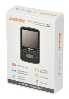Плеер Hi-Fi Flash Digma Z4 BT 16Gb черный/1.5"/FM/microSDHC/clip - купить недорого с доставкой в интернет-магазине