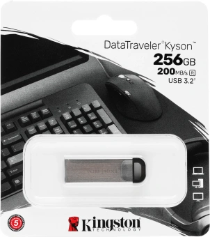 Флеш Диск Kingston 256GB DataTraveler Kyson DTKN/256GB USB3.2 серебристый/черный - купить недорого с доставкой в интернет-магазине