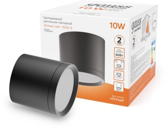 Светильник Gauss Overhead потолоч. 10Вт 3000K цв.св.:белый теплый черный (HD016) - купить недорого с доставкой в интернет-магазине