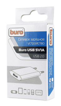 Сетевое зар./устр. Buro TJ-164w 5W 1A USB универсальное белый - купить недорого с доставкой в интернет-магазине