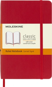 Блокнот Moleskine CLASSIC SOFT QP611F2 Pocket 90x140мм 192стр. линейка мягкая обложка красный - купить недорого с доставкой в интернет-магазине