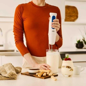 Блендер погружной Braun MultiQuick 3 MQ30202MWH 900Вт белый/синий - купить недорого с доставкой в интернет-магазине